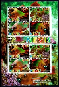 Nevis 2009 Parrotfish - WWF Mint MNH Miniature Sheet SC 1510e - Picture 1 of 1