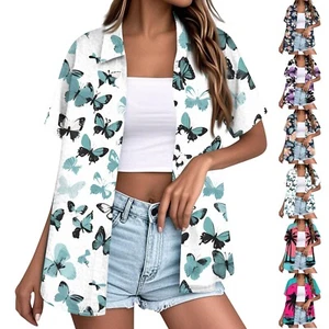 Women's Fashion Casual Short Sleeve Button Lapel Shirt Tops - Picture 1 of 30