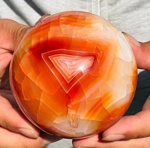 1060g Large Natural Carnelian Red Quartz Agate Crystal Sphere Specimen Healing - Picture 1 of 10