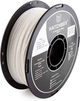 HATCHBOX 1.75mm White PLA 3D Printer Filament 1 KG Spool +/- 0.03 mm - Image 1 of 4