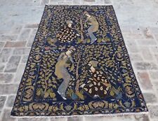3'10 x 6'7 Hand Knotted Vintage Afghan Tribal Baluchi Pictorial Persian Wool Rug