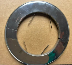Flangia tubo cromato lucido acciaio inox bocchetta con cerniera a molla 4" vintage - Foto 1 di 4