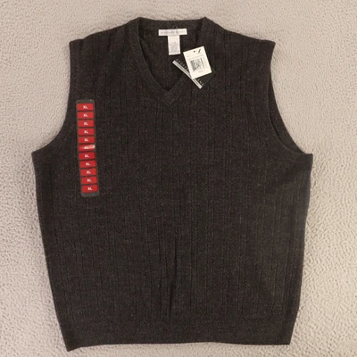 Geoffrey Beene Suéter Para Hombres L Gris Acrílico Acanalado Chaleco NUEVO Foto 1 de 4