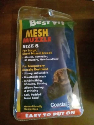 Hocico de malla costera para perro talla 8 negro fácil de poner mejor ajuste aseo suave Foto 1 de 4