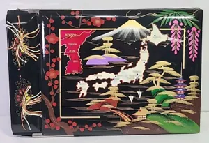 Japan Korea Black Lacquer Scrapbook Photo Album Bamboo Pagoda Flowers Mt. Fuji - Picture 1 of 20