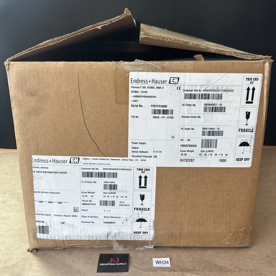 NEW- Endress Hauser Promass F 300 Coriolis Flow Meter 8F3B08-72L9/0 || FAST SHIP - Image 1 of 4