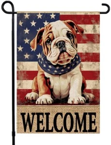 4th of July Garden Flag for Outside 12x18 Double Sided Welcome Small Burlap - Picture 1 of 7