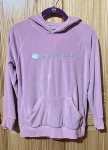 Champion Pink Velour-Like Hoodie - Youth Large L / Hooded Sweatshirt - Picture 1 of 3