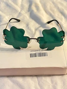 Sunglasses- Shamrock Shaped Green Lenses - Picture 1 of 3