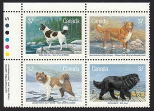 ESKIMO, NEWFOUNDLAND, RETRIEVER, BEAR DOG = Canada 1988 #1220a MNH UL Block - Picture 1 of 1