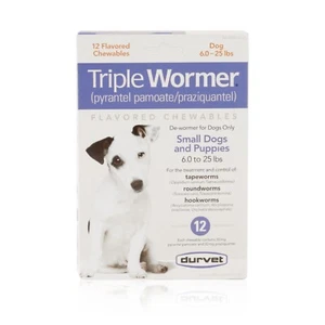 DURVET 12-Pack Triple Wormer Tablets for Puppies & Small Dogs - Picture 1 of 6