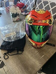 Icon Airmada DIA DE LOS MUERTOS Hydradry Motorcycle Helmet L & NEW Mirror Shield