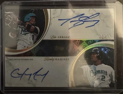 2024 Topps Dynamic Duals Luis Arraez/Hanley Ramirez Saphire Foil /75 AUTO #7A - Image 1 of 2