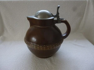 R. Merkelbach Grenzhausen Steingut Krug Weinkrug Zinndeckelkrug Kanne - Bild 1 von 11