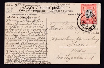 Postal de Tanganica 1945 IRINGA a Suiza Foto 1 de 2