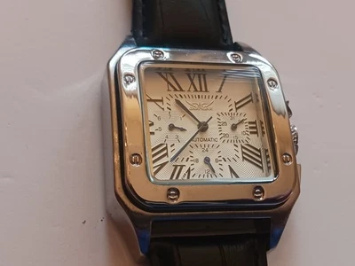 Reloj inteligente automático clásico retro JARAGAR cuero fecha hombre Foto 1 de 4