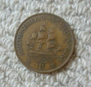1942 South Africa George VI One Penny 1d Coin - NICE - LOOK! - Picture 1 of 2