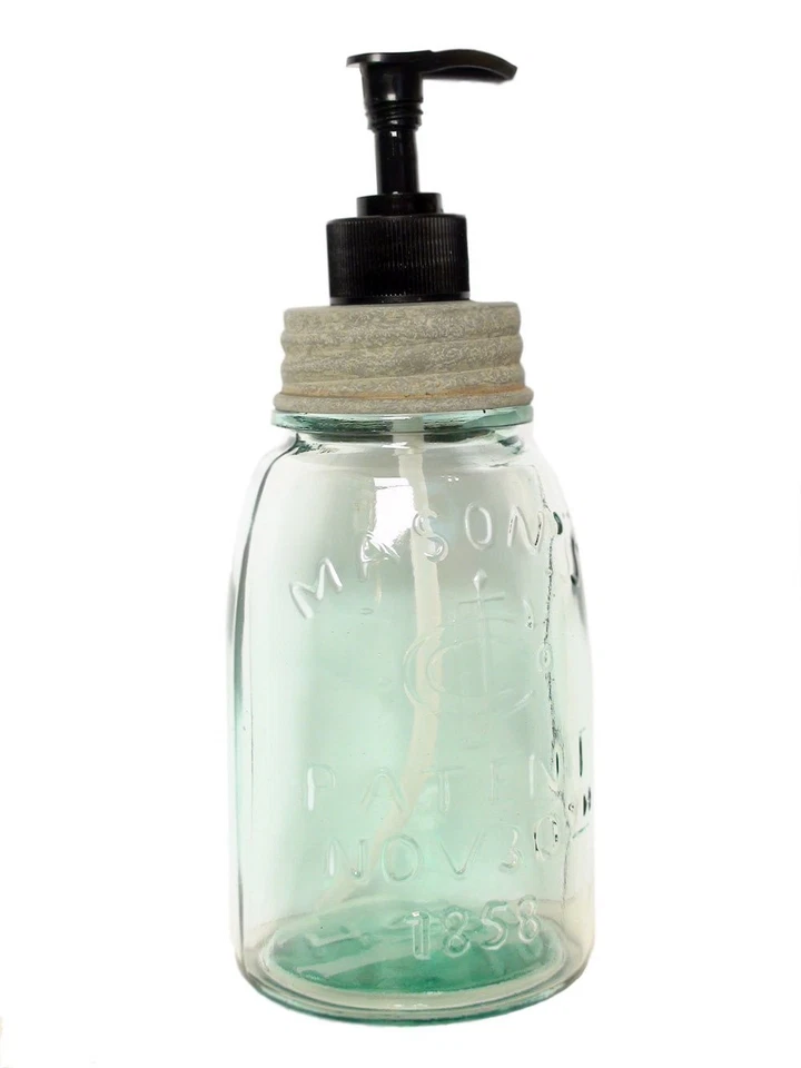 Midget PT Pint Mason Jar Soap Dispenser With Barn Roof Lid 8 In. by Ctw