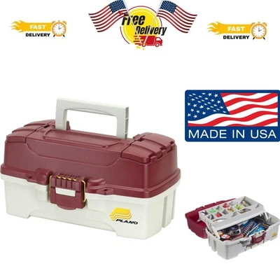 Organización de pesca sin esfuerzo: caja de aparejos de 1 bandeja con acceso de almacenamiento de doble tapa Foto 1 de 4