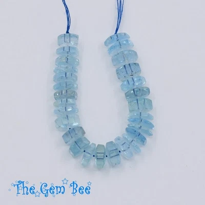 6,5 мм-7,5 мм синий аквамарин граненый шестиугольный кристалл самородок бисер 3,5» бусы - Изображение 1 из 4