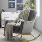 Delta MoDRN Glam Velvet Rocking Chair with Lumbar Pillow, Charcoal Grey, Satin