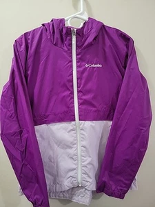 Columbia Kids Hooded Windbreaker Jacket Purple Nylon, Size 14/16 - Picture 1 of 2