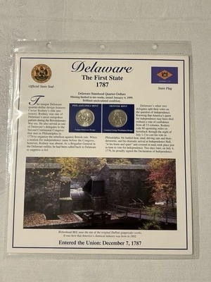 1999 Postal Commemorative Society Statehood Quarter/Stamps~DELAWARE~UNC.~P & D - Image 1 of 2