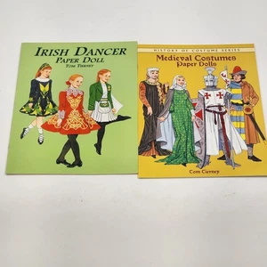 Dover's Paper Dolls Medieval Costumes & Books by Tom Tierney Irish Dancer Vtg - Picture 1 of 14