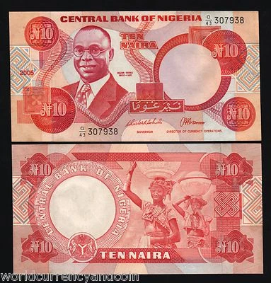 NIGERIA 10 NIARA P-25 2005 x 50 Pcs Lot BUNDLE EAGLE UNC PACK MONEY BANK NOTE - Image 1 of 4