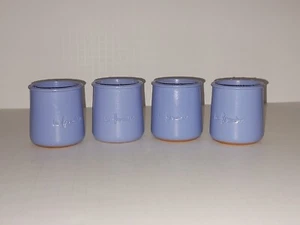 La Fermiere Yogurt Pots Lot 4 Sky Blue French Cermer Made Terracotta Cups - Picture 1 of 8
