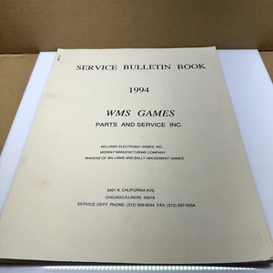original Williams Service Bulletin Book 1994 Pinball Arcade Game Manual - Bild 1 von 2