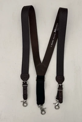 Nocona Suspenders Brown Leather Basketweave N8512402 Size Large Western Classic - Image 1 of 4