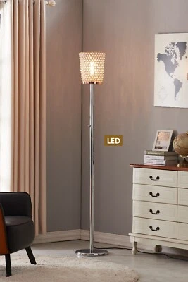Artiva Fifth Avenue Crystal LED Torchiere Floor Lamp With Dimmer, Rose Copper - Image 1 of 3