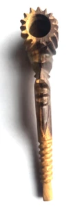 VTG Hand Carved 6” Head of Mephistopheles 2 tones Wooden Smoking Pipe - Picture 1 of 7