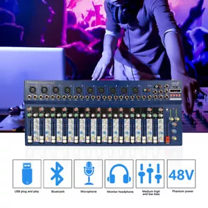  14-Channel Audio Mixer BT USB Studio KTV Mixing Console Stage Recording Mixer - Picture 1 of 12