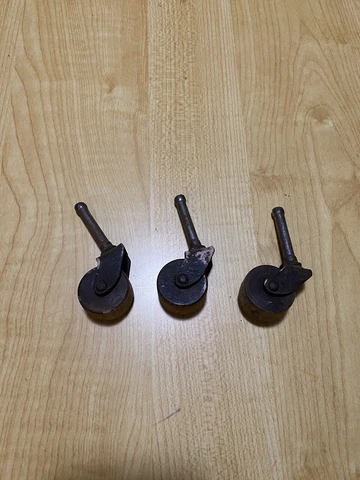 Antique Furniture Casters Wooden Wheels Lot of 3 Cover
