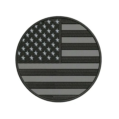 USA American Flag Black Grey Patch Embroidered Iron-on Applique US Military - Image 1 of 4