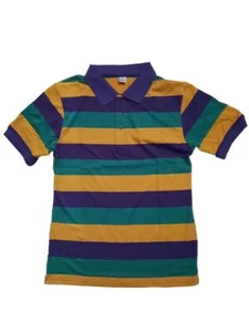 Camicia SS adulto medio martedì grasso a righe viola verde oro maglia - Foto 1 di 1