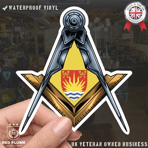Suffolk Masonic Sticker Square & Compass Union Vinyl Decal - Picture 1 of 10