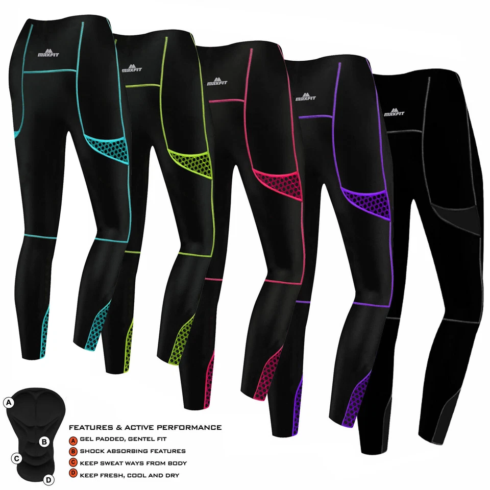 Ladies Cycling Tights Padded Compression Leggings Cycle Trousers Womens S to XXL - Image 1 of 1