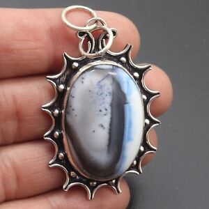 Owyhee Blue Opal Unique Pendant Handcrafted Silver Plated Valentine Gift 2.3"