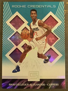 2018-19 Panini Status Rookie Credentials Aqua #30 Shai Gilgeous-Alexander RC
