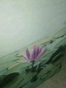 Two Large Water Lily Pink And Green Cavas's - Picture 1 of 5
