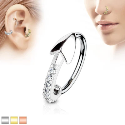 CZ Arrow Ear Cartilage Earrings Daith Tragus Helix Hoop Nose Rings - Image 1 of 4