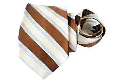 CORBATA HOMBRE IKE BEHAR MARFIL, MARRÓN/RAYAS ANCHO: 3,75" LARGO 58" SEDA Foto 1 de 3