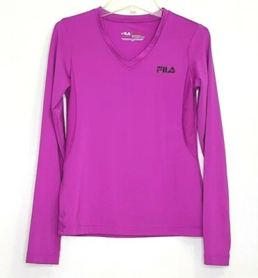Blusa feminina Fila esporte rosa quente ativa manga longa tamanho médio 10 12 stretch juvenil - Imagem 1 de 4