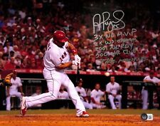 Albert Pujols Angels Signed11x14 STAT Photo Inscribed BAS (Grad Collection)