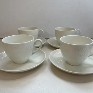 Royal Copenhagen Denmark 14201 Wheat 4 Teacups & 4 Saucers - Picture 1 of 11