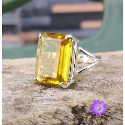 Yellow Citrine Gemstone 925 Sterling Silver Ring Handmade Jewelry Ring For Gift - Image 1 of 4