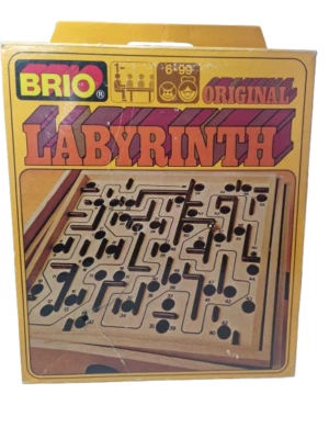 Vintage Brio Holz Labyrinth m. 2 Kugeln + Anleitung Retro Spiel - Bild 1 von 4